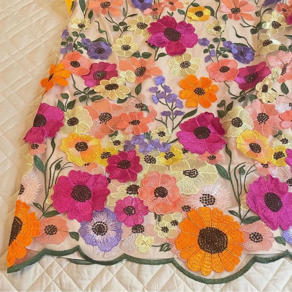 NWT Eliza J 3D Embroidered Floral Mesh Puff Sleeve Sheath Dress Plus Size 22W - Picture 8 of 16